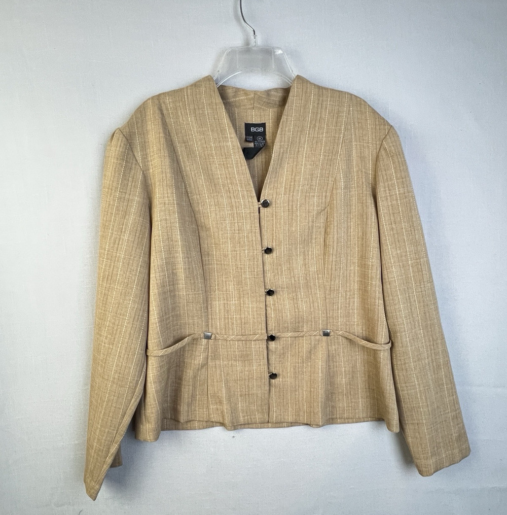 BGB Jacket Women 16 Tan Neutral Lightweight Business Office Work Classic